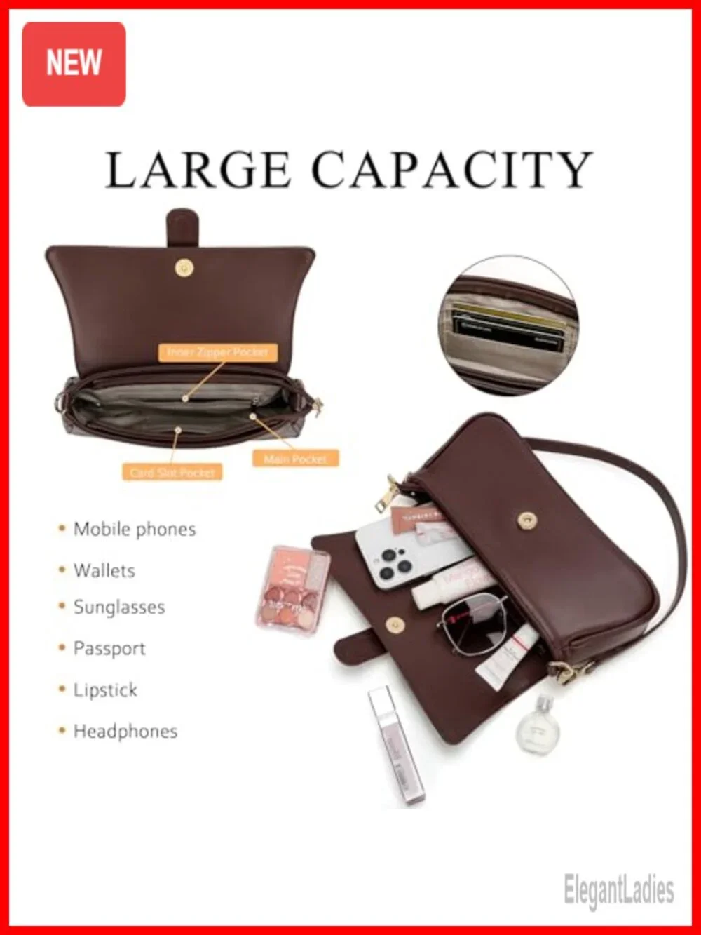 PU Leather Small Hobo Handbag Retro Clutch Purse Shoulder Bag
